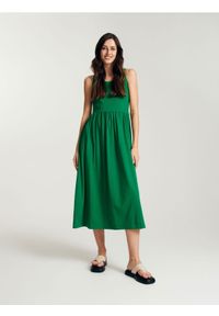 Reserved - Bawełniana sukienka - zielony. Kolor: zielony. Materiał: bawełna #1
