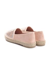 Born2be - Różowe Espadryle Bro. Nosek buta: okrągły. Zapięcie: bez zapięcia. Kolor: różowy. Materiał: jeans. Wzór: aplikacja