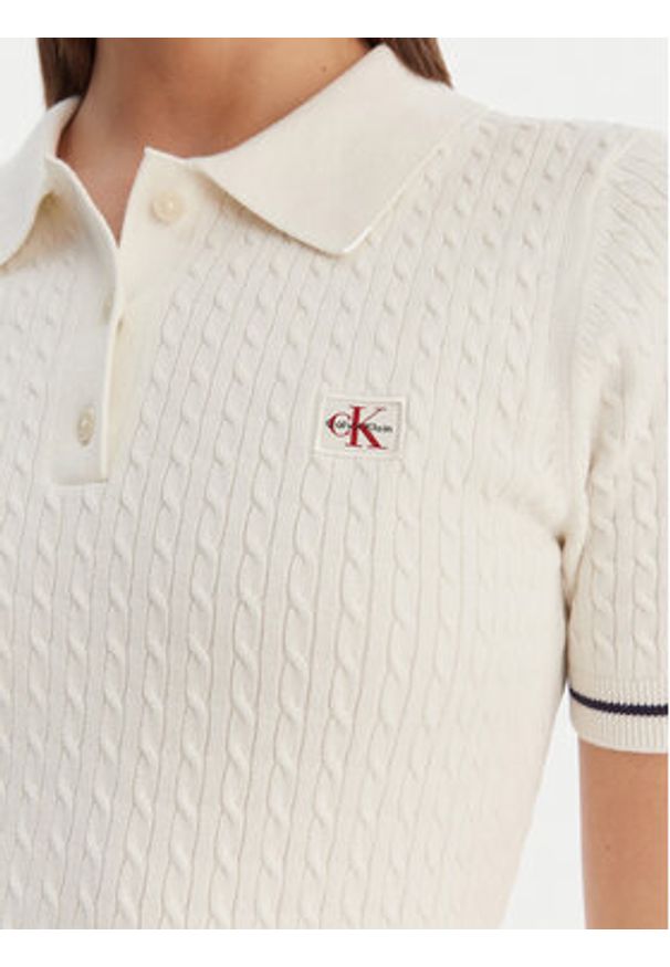 Calvin Klein Sukienka codzienna Microcable LV047F323G Beżowy Slim Fit. Okazja: na co dzień. Kolor: beżowy. Materiał: bawełna. Typ sukienki: proste. Styl: casual