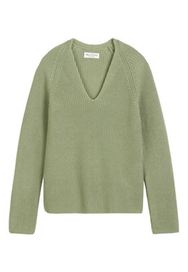 Marc O'Polo Sweter 506 6059 60097 Zielony Slim Fit. Typ kołnierza: polo. Kolor: zielony. Materiał: bawełna