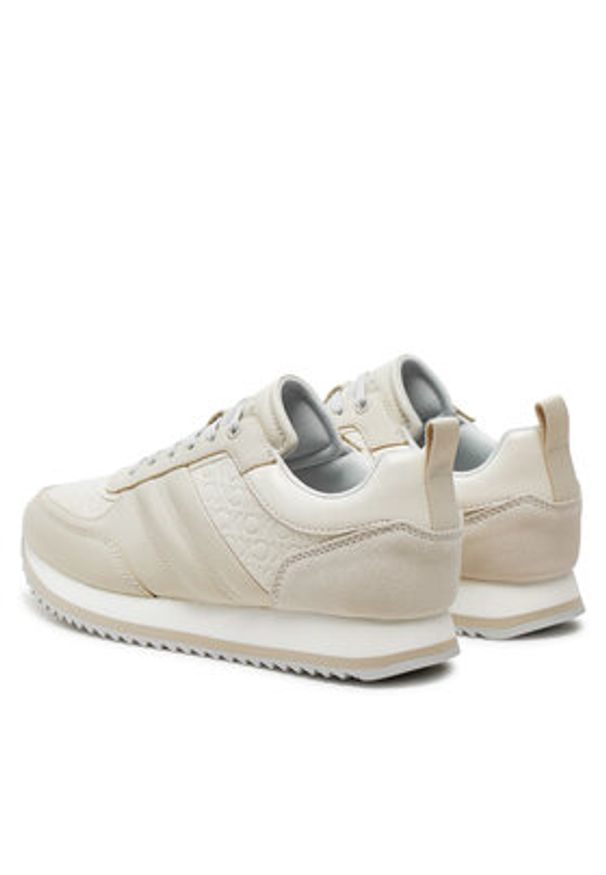 Calvin Klein Sneakersy Runner Lace Up Saff Mono HW0HW02102 Beżowy. Kolor: beżowy. Materiał: skóra