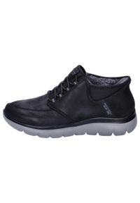 skechers - Buty do chodzenia męskie Skechers Summits Siegul Slip Ins. Kolor: czarny. Materiał: tkanina. Sport: turystyka piesza