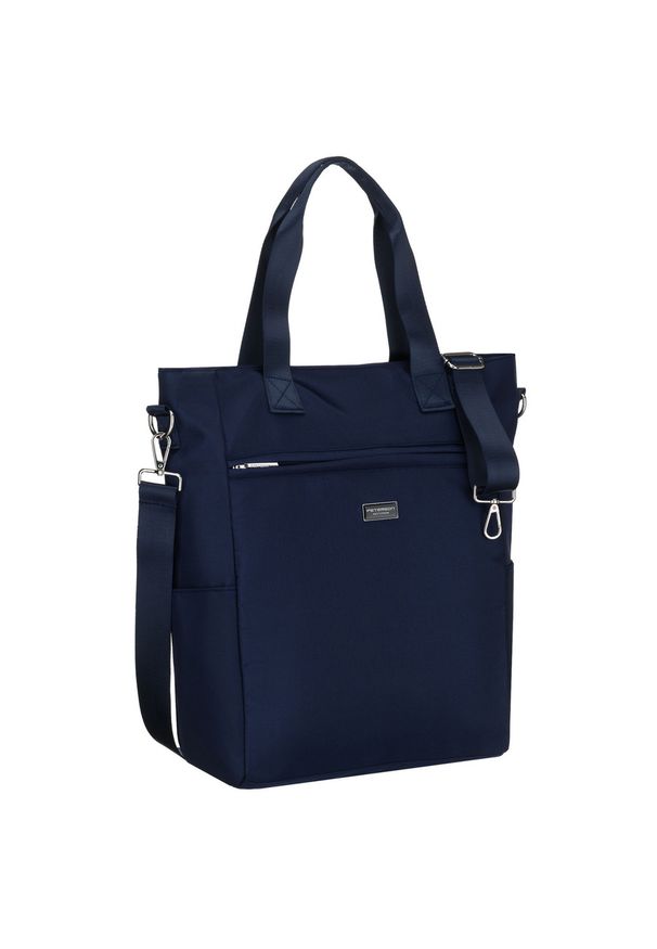 Shopperka damska w granatowym kolorze, jednokomorowa i zamykana suwakiem Peterson PTN CTY-17. Kolor: niebieski