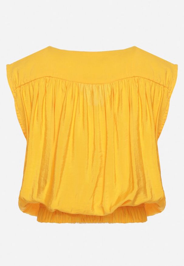 Born2be - Pomarańczowy Top z Wiskozy z Kopertowym Dekoltem z Ukrytym Suwakiem z Boku Birilla. Okazja: na co dzień. Kolor: pomarańczowy. Materiał: wiskoza. Styl: casual