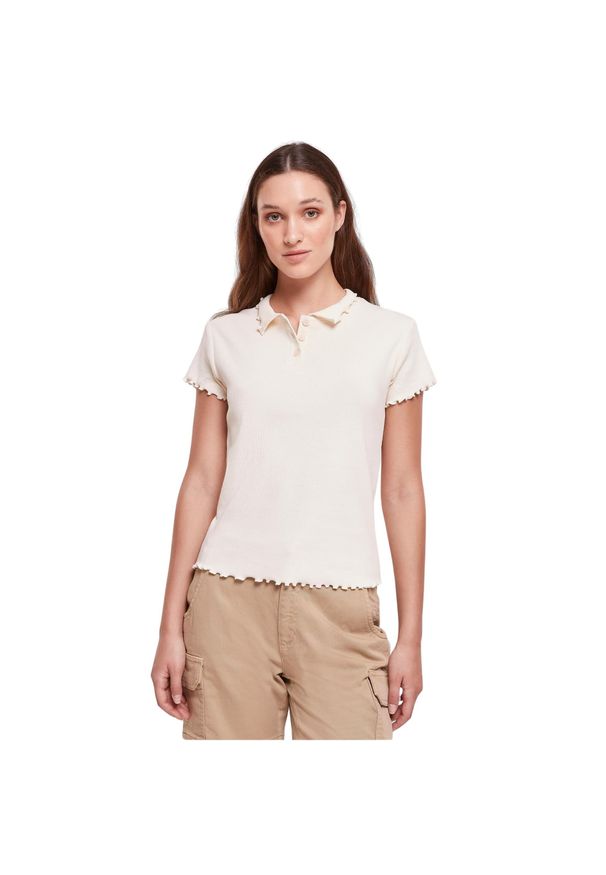 Damska koszulka polo Urban Classics Rib. Typ kołnierza: polo. Kolor: beżowy. Materiał: bawełna