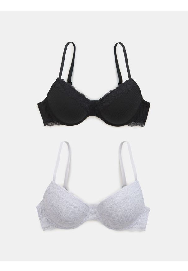 Sinsay - Bawełniane biustonosze push-up 2 pack - wielobarwny. Materiał: bawełna. Rodzaj stanika: push-up