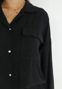Born2be - Czarny 2-częściowy Komplet Oversize z Koszulą i Szerokimi Spodniami Tialla. Kolor: czarny #5