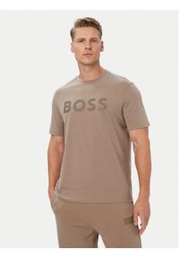 BOSS T-Shirt Structure Logo 50566883 Beżowy Regular Fit. Kolor: beżowy. Materiał: bawełna #1