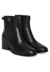 TOMMY HILFIGER - Tommy Hilfiger Botki Th Buckle Riding Mid Heel Bootie FW0FW08859 Czarny. Kolor: czarny. Materiał: skóra #4