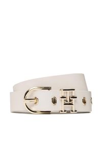 TOMMY HILFIGER - Tommy Hilfiger Pasek Damski Th Lux 3.0 AW0AW14627 Biały. Kolor: biały. Materiał: skóra #1