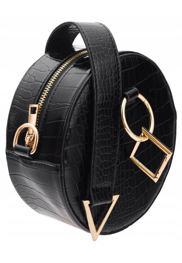 ROVICKY - Torebka damska Rovicky BAG-LB-13-3934 CZARNY. Kolor: czarny. Wzór: geometria. Dodatki: z breloczkiem. Materiał: skórzane