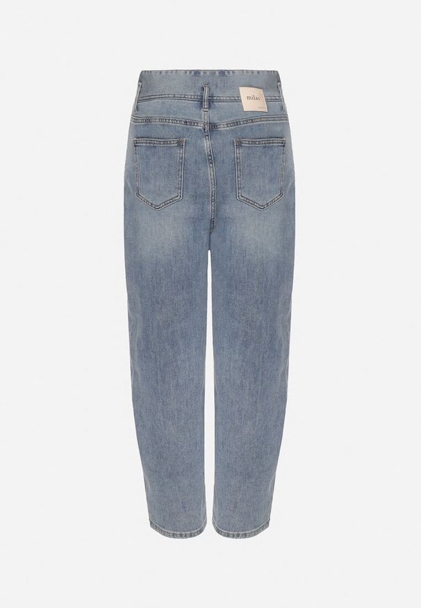 Born2be - Niebieskie Jeansy Mom Fit z Bawełną i Wysokim Stanem Efanelis. Stan: podwyższony. Kolor: niebieski. Styl: elegancki