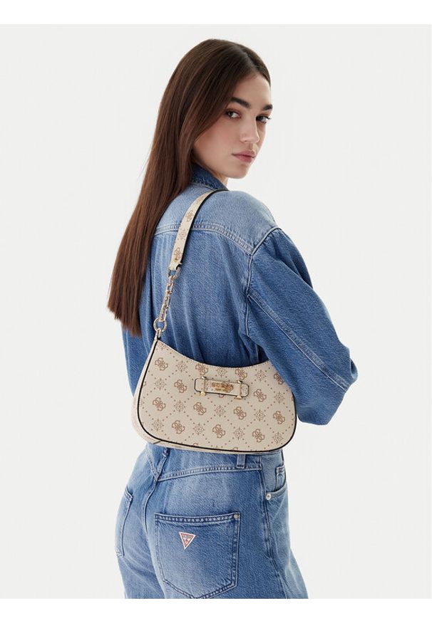 Guess Torebka Carrie Logo HWGP98 98180 Écru. Kolor: kremowy. Materiał: skórzane