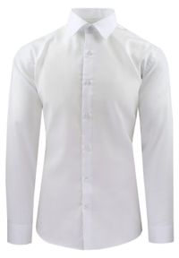 Męska Koszula Wizytowa, Taliowany Krój - Victorio - Biel. Materiał: bawełna. Styl: wizytowy #1