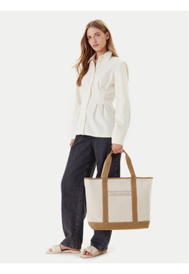 TOMMY HILFIGER - Tommy Hilfiger Torebka Th Summer Canvas Tote AW0AW17421 Beżowy. Kolor: beżowy