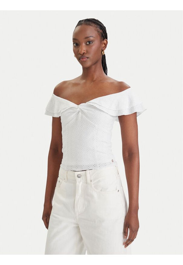 Guess Bluzka W6GP23 K3106 Biały Regular Fit. Kolor: biały. Materiał: syntetyk