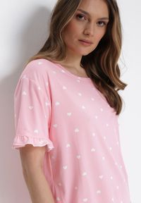 Born2be - Różowy 2-częściowy Komplet Piżamowy z T-shirtem i Szortami Brionne. Kolor: różowy #2