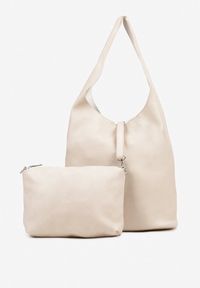 Born2be - Beżowa Torebka z Dodatkową Saszetką i Regulowanym Paskiem na Ramię Teanisea. Kolor: beżowy. Styl: casual. Rodzaj torebki: na ramię