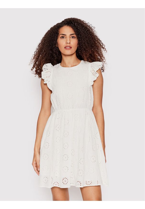 Vero Moda Sukienka letnia Naima 10263155 Biały Regular Fit. Kolor: biały. Materiał: bawełna. Sezon: lato