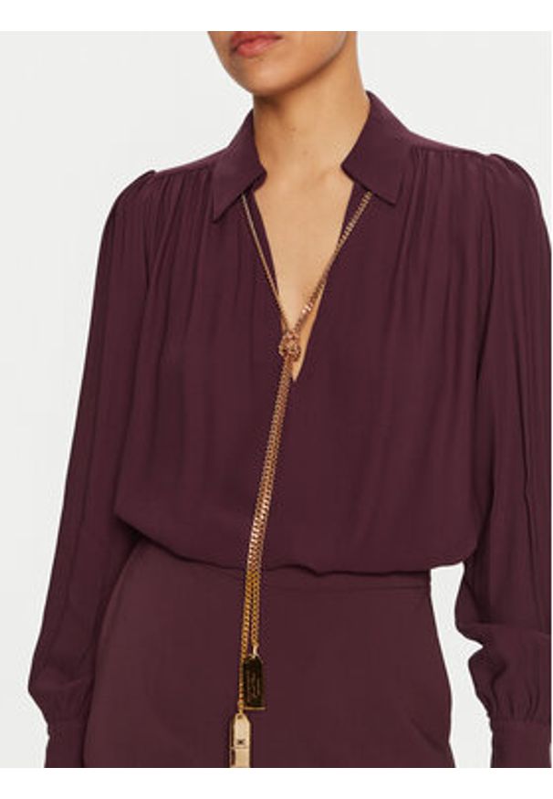 Elisabetta Franchi Koszula CA-093-46E3 Bordowy Regular Fit. Kolor: czerwony. Materiał: wiskoza
