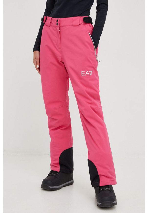 EA7 Emporio Armani spodnie narciarskie. Kolor: różowy. Materiał: materiał, włókno, poliester. Sport: narciarstwo