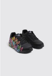 skechers - Buty do chodzenia damskie Skechers Uno Lite Spread The Love. Kolor: czarny. Materiał: syntetyk, materiał. Szerokość cholewki: normalna. Sport: turystyka piesza