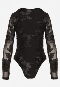 Renee - Czarne Body z Koronki z Transparentnymi Rękawami Esalinda. Okazja: na co dzień. Kolor: czarny. Materiał: koronka. Wzór: koronka. Styl: casual #3