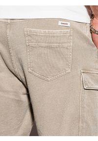 Ombre Clothing - Krótkie spodenki męskie dresowe W292 - jasnobeżowe - XL. Kolor: beżowy. Materiał: dresówka. Długość: krótkie #4