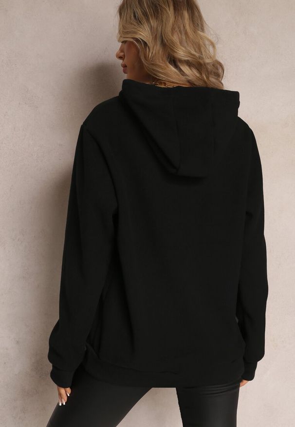 Renee - Czarna Bluza z Kapturem i Ozdobnym Haftem Gamalie. Typ kołnierza: kaptur. Kolor: czarny. Wzór: haft. Styl: elegancki
