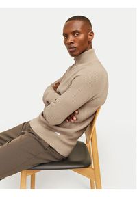 Jack & Jones Sweter Pannel 12258473 Beżowy Regular Fit. Kolor: beżowy. Materiał: syntetyk, bawełna #4