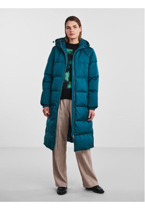 YAS Kurtka puchowa 26023635 Turkusowy Regular Fit. Kolor: turkusowy. Materiał: syntetyk