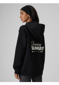 4f - 4F Bluza dresowa regular z kapturem damska - czarna XL. Okazja: na co dzień. Typ kołnierza: kaptur. Kolor: czarny. Materiał: dresówka. Wzór: nadruk, gładki. Styl: sportowy, casual #1