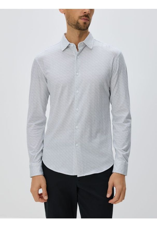 Reserved - Bawełniana koszula slim fit - biały. Kolor: biały. Materiał: bawełna