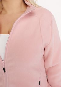 Born2be - Różowa Bluza na Suwak o Klasycznym Kroju z Kołnierzem i Kieszeniami Lathmini. Okazja: na co dzień. Kolor: różowy. Styl: klasyczny #2