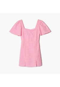 Cropp - Sukienka z bufiastymi rękawami - Różowy. Kolor: różowy