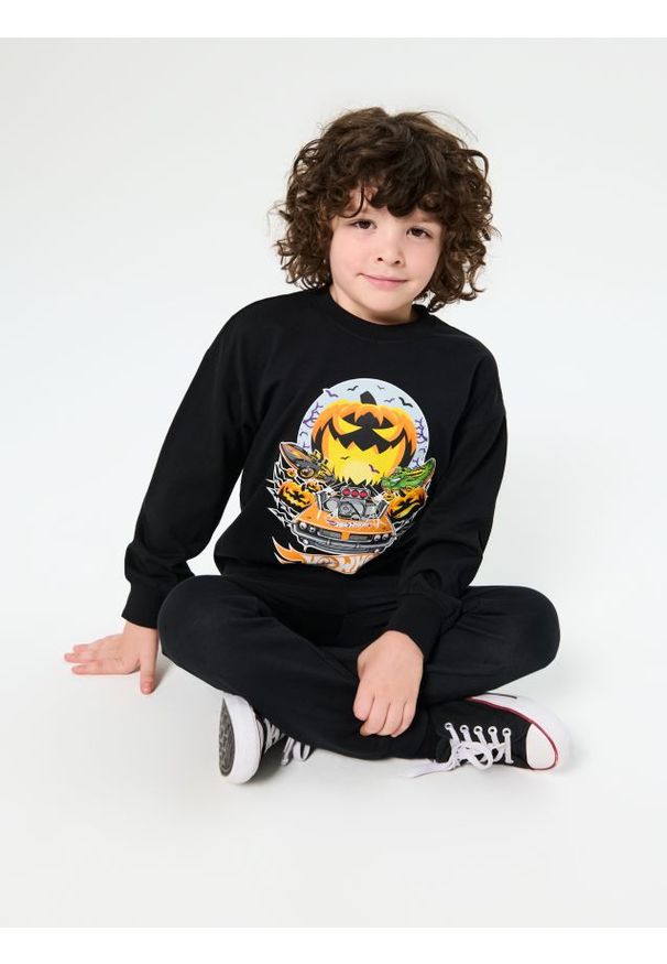Sinsay - Bluza Hot Wheels - czarny. Kolor: czarny