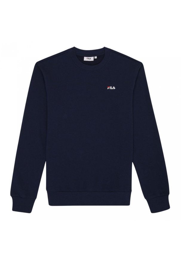 Bluza męska do biegan Fila Leverano Regular Crew Sweat granatowa. Kolor: niebieski