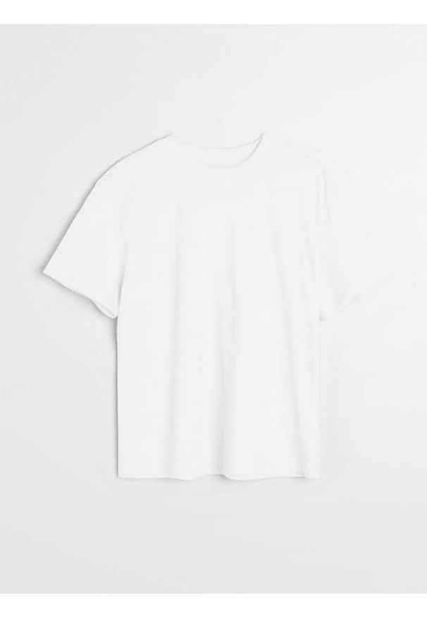 Sinsay - Bawełniana koszulka w paski - biały. Kolor: biały. Materiał: bawełna. Wzór: paski