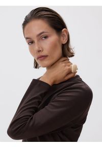 Reserved - Bawełniany longsleeve - ciemnobrązowy. Kolor: brązowy. Materiał: bawełna. Długość rękawa: długi rękaw