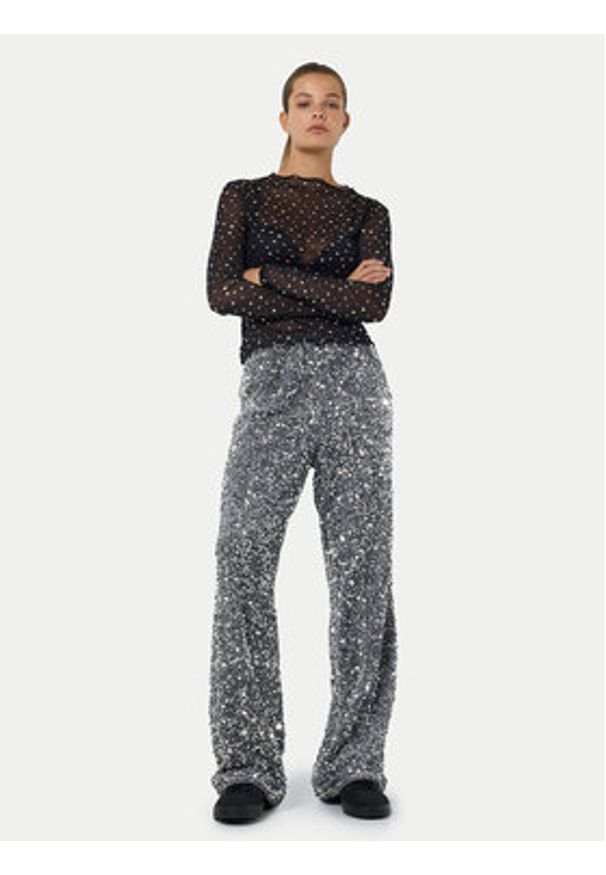 Noisy may - Noisy May Spodnie materiałowe Mia 27032396 Srebrny Loose Fit. Kolor: srebrny. Materiał: syntetyk