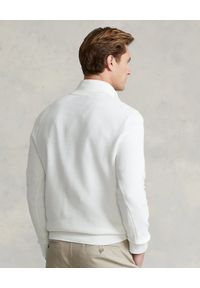Ralph Lauren - RALPH LAUREN - Biała bluza z suwakiem Regular Fit. Typ kołnierza: polo. Kolor: biały. Materiał: bawełna, dzianina, mesh. Długość rękawa: długi rękaw. Długość: długie. Wzór: haft, ze splotem. Styl: klasyczny #4