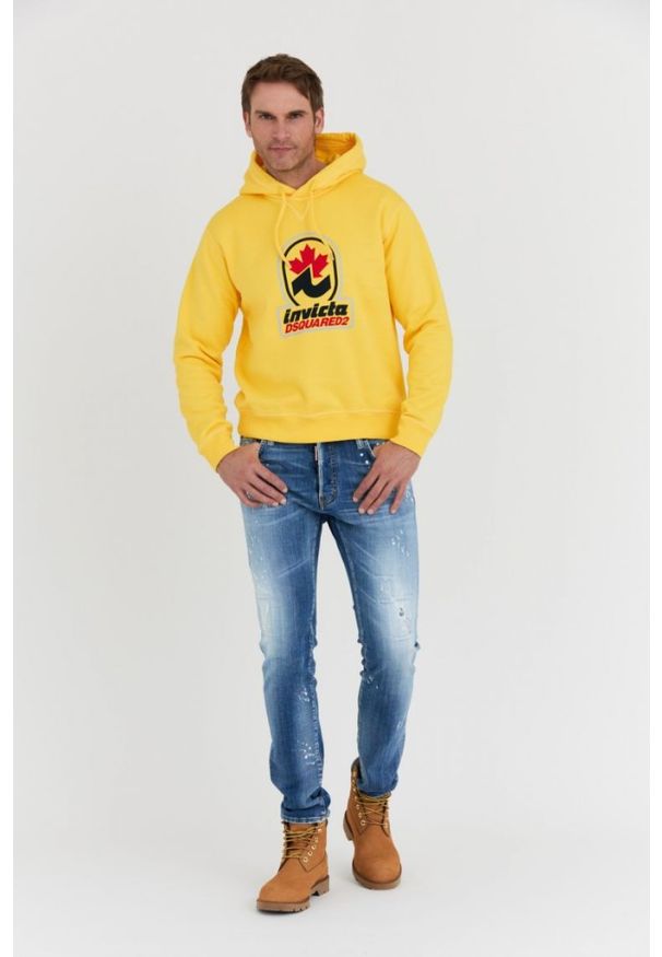DSQUARED2 Żółta bluza męska invicta cool hoodie, Rozmiar S. Kolor: żółty