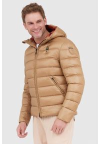 Blauer USA - BLAUER Jasnobrązowa puchowa kurtka męska Virgil z kapturem, Rozmiar XXL. Typ kołnierza: kaptur. Kolor: brązowy. Materiał: puch #1