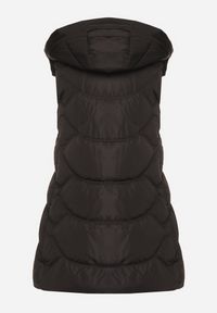 Born2be - Czarna Kamizelka z Odpinanym Kapturem Ozdobiona Pikowaniem Tulira. Okazja: na co dzień. Kolor: czarny. Materiał: jeans. Wzór: aplikacja. Styl: klasyczny, casual, elegancki #5