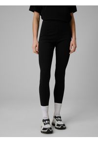 4f - 4F Legginsy dzianinowe damskie - czarne XS. Okazja: na co dzień. Stan: podwyższony. Kolor: czarny. Materiał: dzianina. Styl: casual. Sport: fitness #2