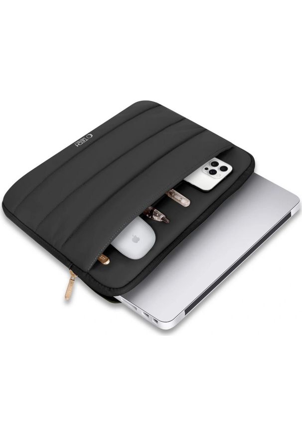 TECH-PROTECT - Etui Tech-Protect Fluffy Laptop 13-14 czarny. Kolor: czarny. Materiał: materiał. Styl: elegancki, casual