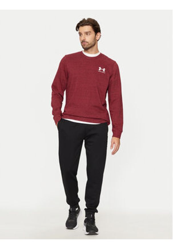 Under Armour Bluza Ua Rival Terry 1370404 Bordowy Relaxed Fit. Kolor: czerwony. Materiał: bawełna