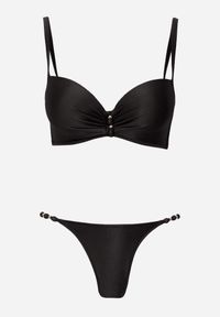 Renee - Czarne Bikini Dwuczęściowe z Biustonoszem Push-Up i Metalowymi Zapięciami Coraeva. Kolor: czarny. Wzór: aplikacja #6