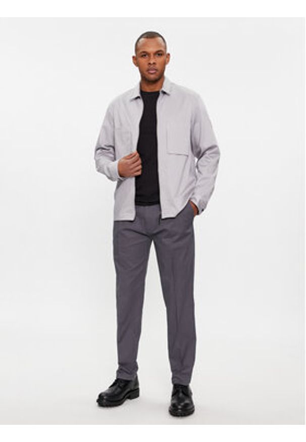 Calvin Klein Kurtka przejściowa Cotton 3D Pockets Overshirt K10K112356 Szary Regular Fit. Kolor: szary. Materiał: syntetyk