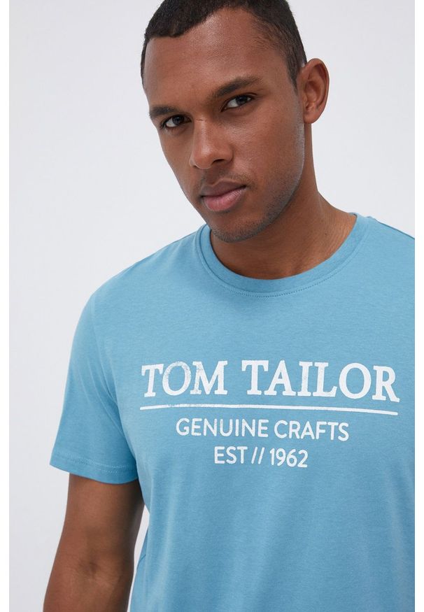 Tom Tailor - T-shirt bawełniany. Okazja: na co dzień. Kolor: turkusowy. Materiał: bawełna. Wzór: nadruk. Styl: casual